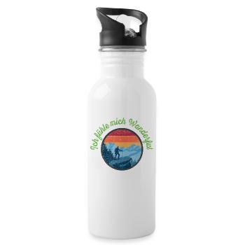 Ich fühle mich Wanderful - Trinkflasche mit integriertem Trinkhalm - Weiß - Rechts