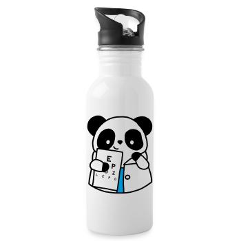 Augenarzt Optischer Panda - Trinkflasche mit integriertem Trinkhalm - Weiß - Rechts