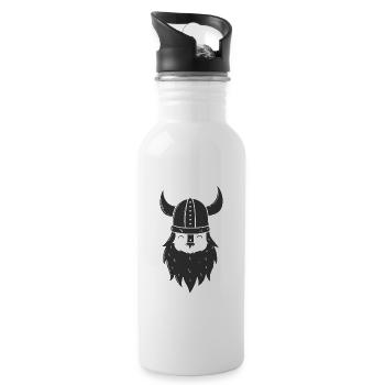 Vikings avec barbe et casque viking - Gourde avec paille intégrée - blanc - Droite