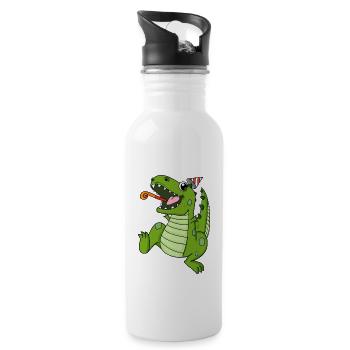 Fête des dinosaures - Gourde avec paille intégrée - blanc - Droite