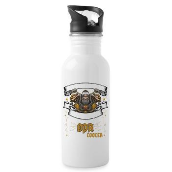 Biker Opa wie normaler Opa aber cooler Motorrad - Trinkflasche mit integriertem Trinkhalm - Weiß - Rechts