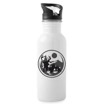 Hunting hunting father's son Deer Forest deer - Water bottle with straw - white - Right