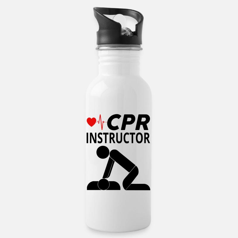 INSTRUCTEUR EN RCR - Gourde avec paille intégrée - blanc