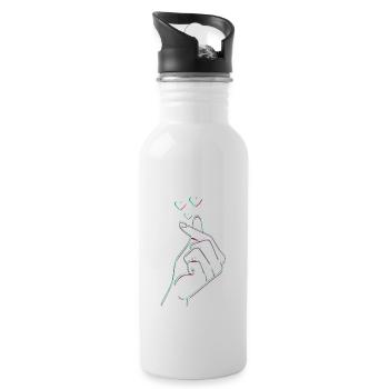 K-POP Finger Heart I Love You... K-Pop - Trinkflasche mit integriertem Trinkhalm - Weiß - Rechts