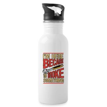 Car Car Mechanic Profession Funny Saying Gift - Water bottle with straw - white - Right