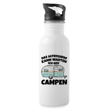 witziger Campingspruch für Camper mit Wohnmobil - Trinkflasche mit integriertem Trinkhalm - Weiß - Rechts
