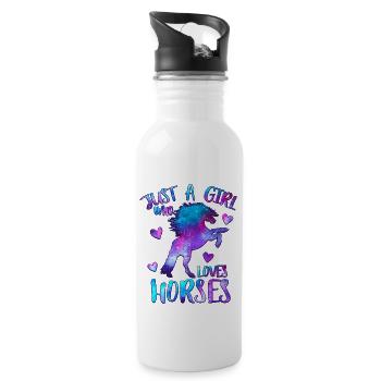 Just a girl who loves horses - Trinkflasche mit integriertem Trinkhalm - Weiß - Rechts