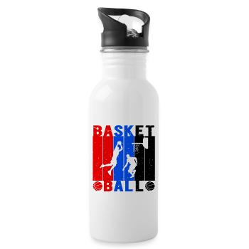 Basketball Spieler Jump Wurf - Trinkflasche mit integriertem Trinkhalm - Weiß - Rechts