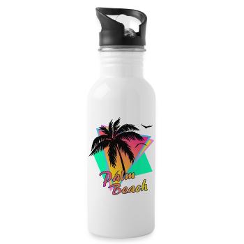plage de palmiers - Gourde avec paille intégrée - blanc - Droite