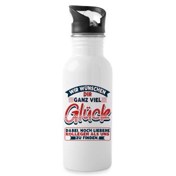 Abschied Arbeitskollegin Geschenk - Trinkflasche mit integriertem Trinkhalm - Weiß - Rechts