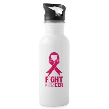 Fight Cancer Cancer Fights Disease - Water bottle with straw - white - Right