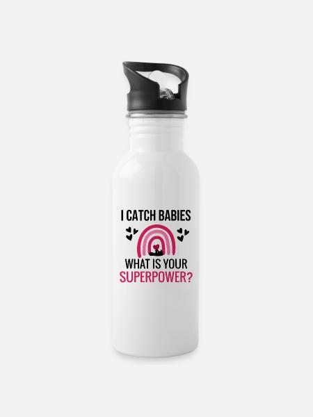 Midwife gift | Obstetrician Midwife - Water bottle with straw - white
