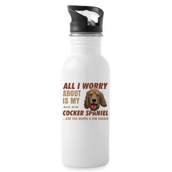 Cocker Spaniel - Trinkflasche mit integriertem Trinkhalm - Weiß - Rechts