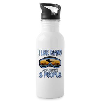 Diving Snorkeling Holiday Coral Reef Diver - Water bottle with straw - white - Right