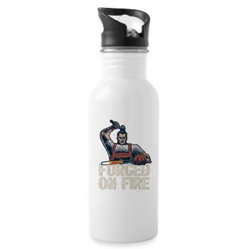 Schmied Forged In Fire Schmiedekunst Metallbauer - Trinkflasche mit integriertem Trinkhalm - Weiß - Rechts