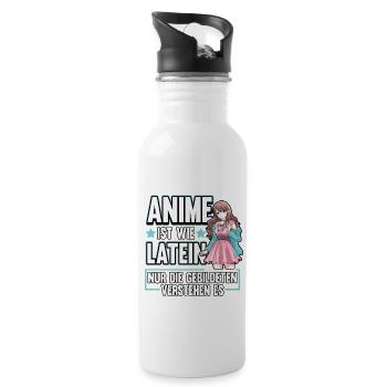 Anime ist wie Latein Otaku Manga - Trinkflasche mit integriertem Trinkhalm - Weiß - Rechts