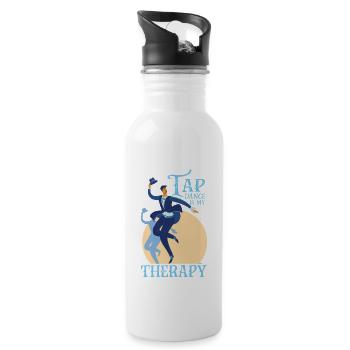 Tap Dance is my Therapy Steptanz Step Steptänzer - Trinkflasche mit integriertem Trinkhalm - Weiß - Rechts