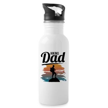 Wanderer Bergsteiger Outdoor Papa Vater Geschenk - Trinkflasche mit integriertem Trinkhalm - Weiß - Rechts