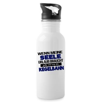 Lustige Kegeln Bowling Sprüche Geschenkidee - Trinkflasche mit integriertem Trinkhalm - Weiß - Rechts