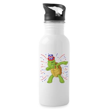 Schildkröte dabbing 4. Juli - Trinkflasche mit integriertem Trinkhalm - Weiß - Rechts