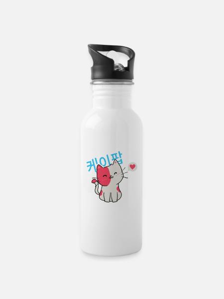 Chat Kpop Corée... K-Pop - Gourde avec paille intégrée - blanc