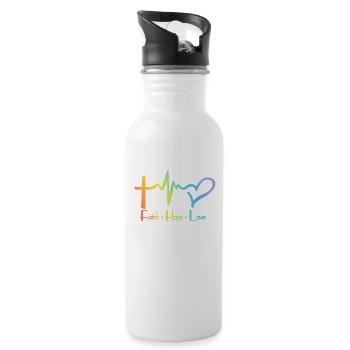 Faith Hope Love Motivation Lebensmoto Sort - Gourde avec paille intégrée - blanc - Droite