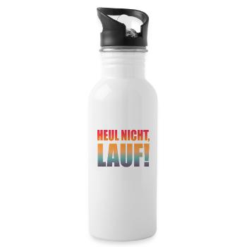 Heul nicht, Lauf! - Laufen, Joggen, Sport, Rennen - Trinkflasche mit integriertem Trinkhalm - Weiß - Rechts
