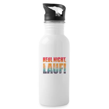 Heul nicht, Lauf! - Laufen, Joggen, Sport, Rennen - Trinkflasche mit integriertem Trinkhalm - Weiß - Rechts
