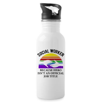 Sozialarbeit Sozialarbeiter Spruch Geschenk - Trinkflasche mit integriertem Trinkhalm - Weiß - Rechts