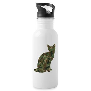 Camouflage Cat Kitten - Water bottle with straw - white - Right
