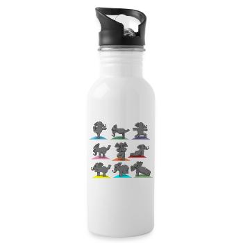 Yoga Pose Sport Elefant Witzig humorvoll Geschenk - Trinkflasche mit integriertem Trinkhalm - Weiß - Rechts