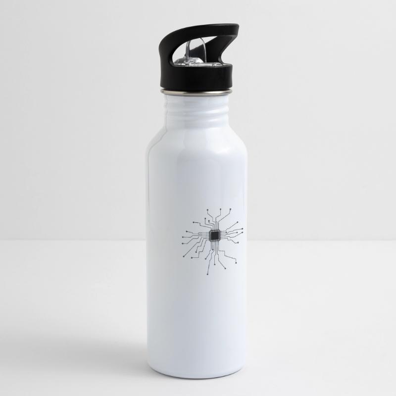 Processor, CPU, Technology, Electronics, Heart Water bottle with straw