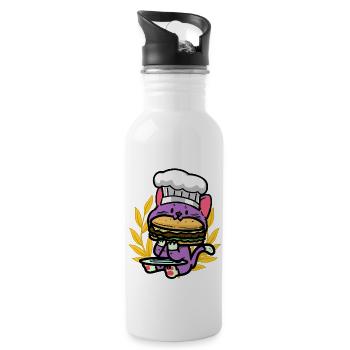 Cats, Child, Burger, Snacking, Hunger, Fast Food, Kid - Water bottle with straw - white - Right