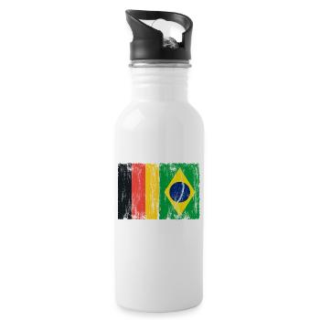 Germany and Brasil Flags - Water bottle with straw - white - Right