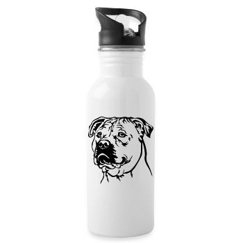 Perro Dogo Mallorquin Kopf - Trinkflasche mit integriertem Trinkhalm - Weiß - Rechts