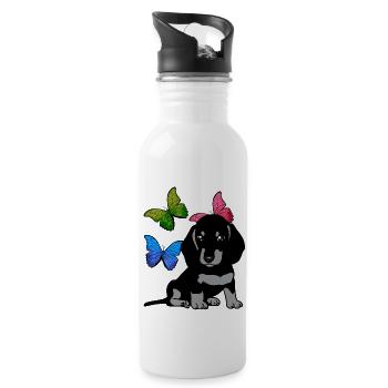 Dogs Frügling Spring Feelings Dachshund Dog - Water bottle with straw - white - Right