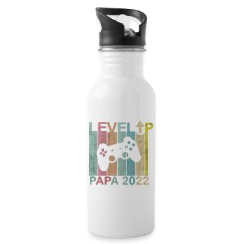 Mann Papa 2022 Zukünftige Eltern Level Up Spieler - Trinkflasche mit integriertem Trinkhalm - Weiß - Rechts
