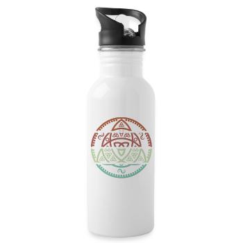 Viking Symbol, Vintage - Water bottle with straw - white - Right