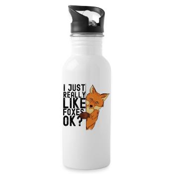 Fuchs - Trinkflasche mit integriertem Trinkhalm - Weiß - Rechts