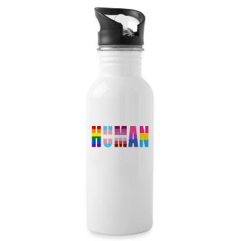 HUMAN LGBTQ Flag Heart - LGBTQ - Water bottle with straw - white - Right