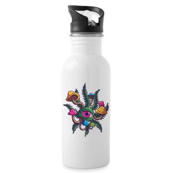 Champignons magiques Trippy Psychédélique Cannabis Weed A - Gourde avec paille intégrée - blanc - Droite