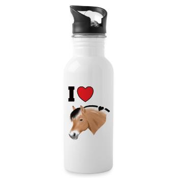 J’adore le design de chevaux de fjords pour les fans de chevaux - Gourde avec paille intégrée - blanc - Droite