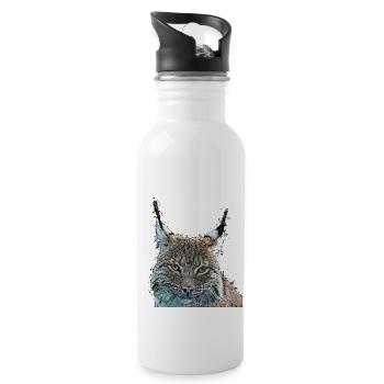 Luchs - Trinkflasche mit integriertem Trinkhalm - Weiß - Rechts