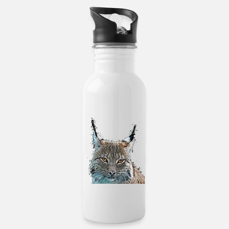 Luchs - Trinkflasche mit integriertem Trinkhalm - Weiß
