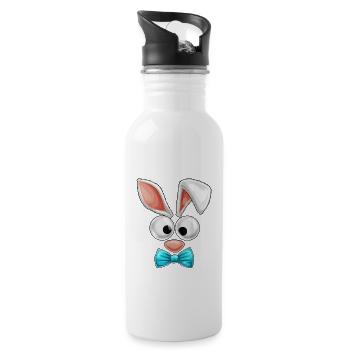 Pâques Joyeuses Pâques Œufs de Pâques Lapin Oreilles - Gourde avec paille intégrée - blanc - Droite
