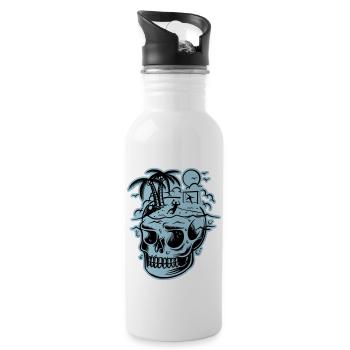 Skull beach handball or die - Gourde avec paille intégrée - blanc - Droite