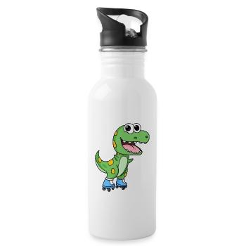 Patinage en ligne dinosaures - Gourde avec paille intégrée - blanc - Droite