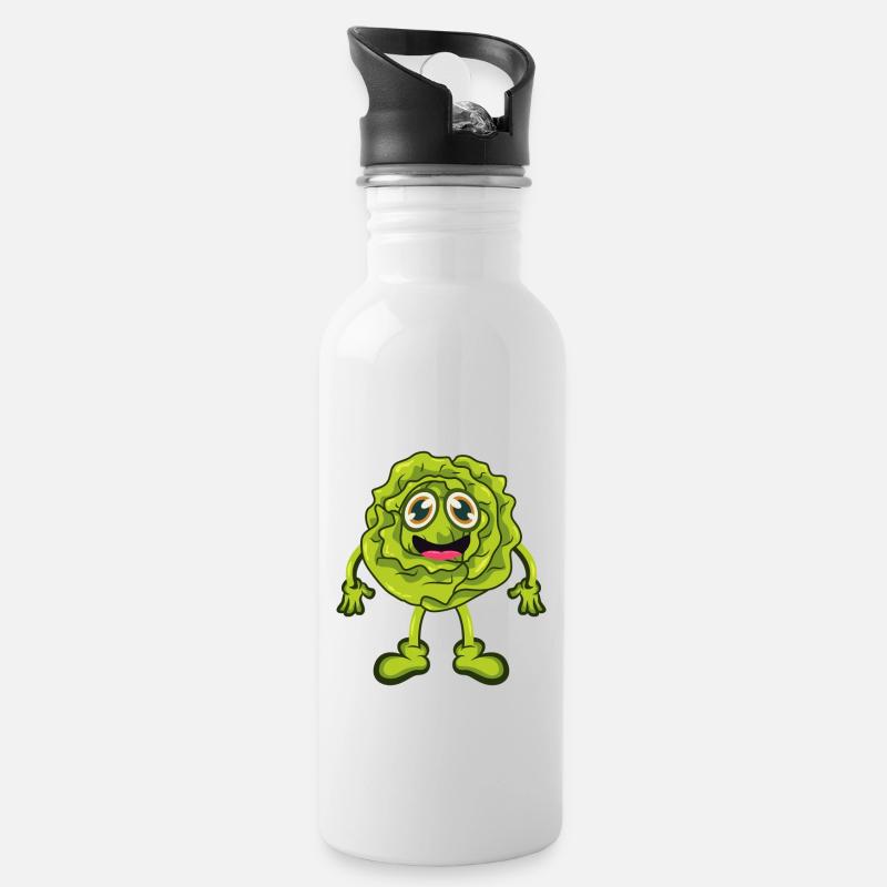 Salat - Trinkflasche mit integriertem Trinkhalm - Weiß
