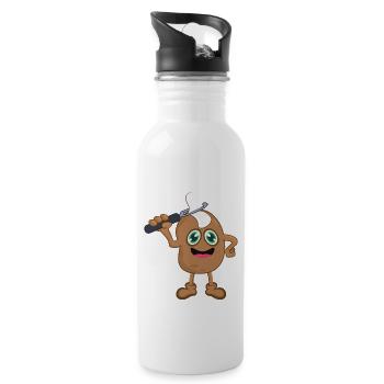 Kartoffel Küche Koch - Trinkflasche mit integriertem Trinkhalm - Weiß - Rechts