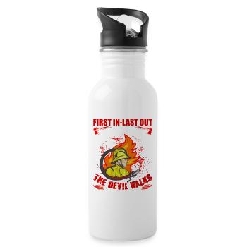 Premier dans last out firefighter fireman rescue gift - Gourde avec paille intégrée - blanc - Droite
